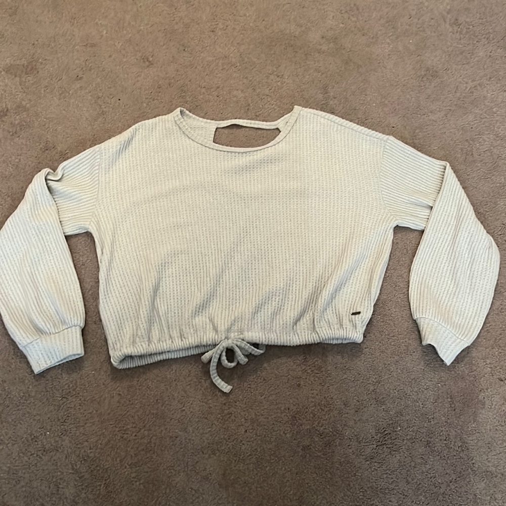 cute cyan sweater with open back